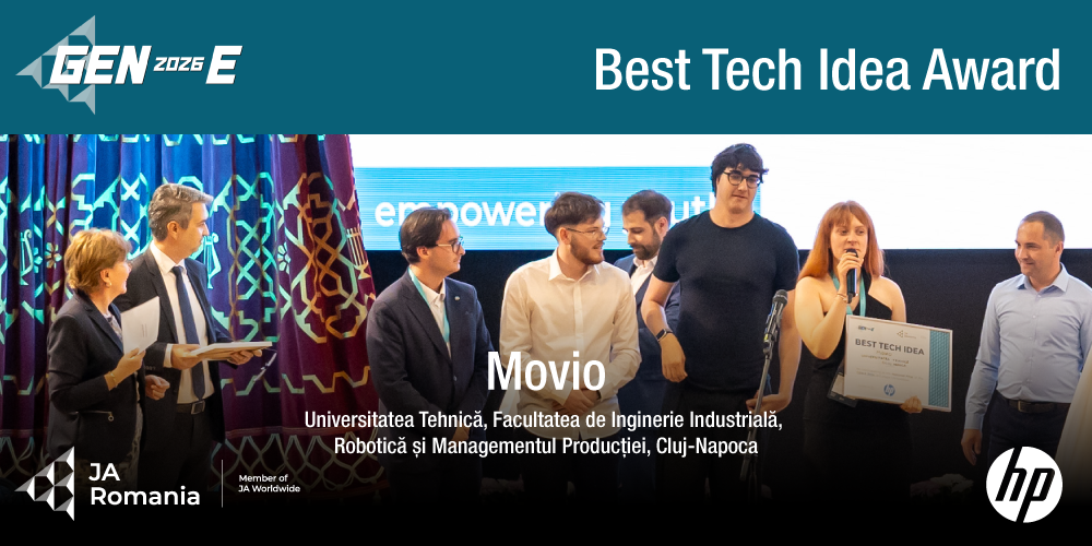 Premiul Best Tech Idea a fost acordat de HP România echipei MOVIO, de la Universitatea Tehnică, Cluj-Napoca