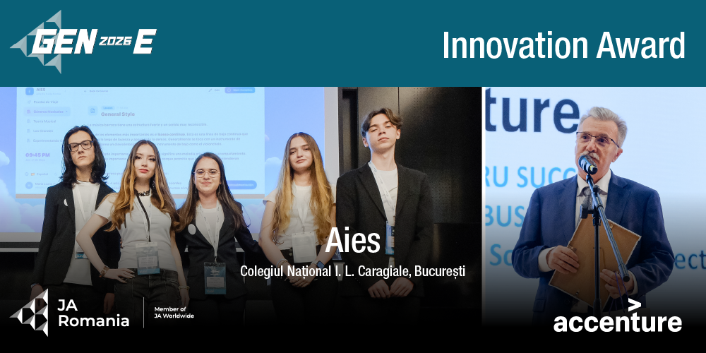 Echipele AIES și CARGOWEIGHT au primit premiul special Innovation Award, susținut de Accenture România, în cadrul finalei naționale GEN-E 2026