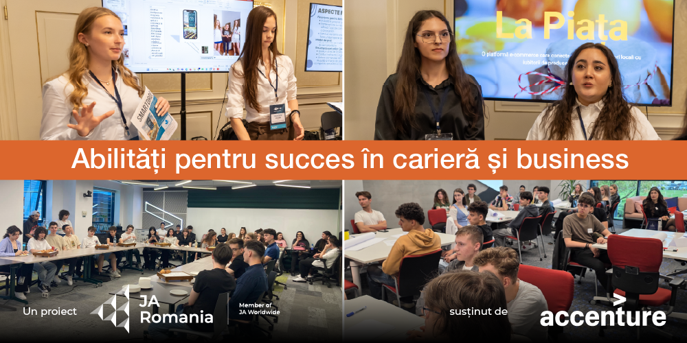 Tinerii dezvoltă proiecte inovative cu ajutorul AI și participă la sesiuni de orientare profesională, beneficiind de mentorat din partea voluntarilor Accenture România